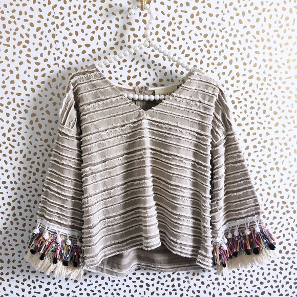 Moon River Tops - Moon River Boho Pom Pom Fringe Top